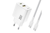 Mobil - Adaptere og ladere - Dudao A27 MaxC 35W GaN Wall Charger + USB-C Cable - White - 6977196680269