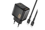 Mobil - Adaptere og ladere - Dudao A28C 45W GaN Wall Charger + USB-C Cable - Black - 6976625334278