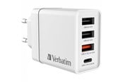 Mobil - Adaptere og ladere - Verbatim 30W 4-Port USB Wall Charger - White - 49701