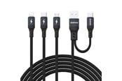 USB - Dudao L3W USB-A/USB-C to Lightning/USB-C/MicroUSB 66W Cable - Black - 6976625335473