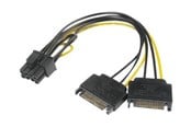 Strømkabel (intern) - Akasa - power adapter - SATA power to 8 pin PCIe power (6+2) - 15 cm - AK-CBPW19-15