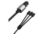 Mobil - Adaptere og ladere - Dudao 3in1 USB car charger 3.4 A built-in cable Lightning / USB Type C / micro USB black (R5ProN black) - 6973687241087