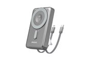 Nødlader - Dudao K29 10000mAh PD 20W MagSafe Power Bank with Metal Case Stand and Built-in USB-C/ Lightning Cables - Gray Nødlader - Grey - 10000 mAh - 6977196680245