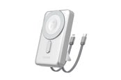 Nødlader - Dudao K29 10000mAh PD 20W MagSafe Powerbank with Metal Case Stand and Built-in USB-C/ Lightning Cables - Silver Nødlader - Sølv - 10000 mAh - 6977196680252