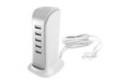 Mobil - Adaptere og ladere - Dudao 5x USB charger with built-in EU power cable white (A5EU) - 6977196682638
