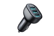 Mobil - Adaptere og ladere - Joyroom JR-CCD03 3.4A car charger with 3x USB-A display - black - 6941237112002