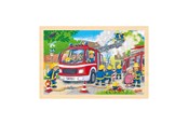 Puslespill - Goki Wooden Jigsaw Puzzle Fire Brigade 24 pcs. Gulv - 4013594573184