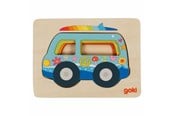 Puslespill - Goki Wooden Layer Puzzle Car 5 pcs. Tre - 57304