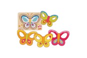 Puslespill - Goki Wooden Layered Puzzle Butterfly 5 pcs. Tre - 57305