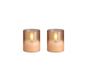 Dekorasjon - Moods & More LED glass candle - Hurricane - Champagne - 47x57 mm - 2 pcs - M70-CH047057