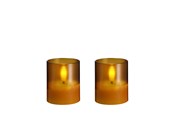 Dekorasjon - Moods & More LED glass candle - Hurricane - Honey Mustard - 47x57 mm - 2 pcs - M70-HM047057
