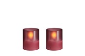 Dekorasjon - Moods & More LED glass candle - Hurricane - Vintage Rose - 47x57 mm - 2 pcs - M70-VR047057