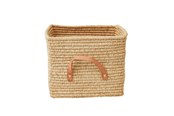 Barnerom - Rice Small Square Raffia Basket with Leather Handles - BSRAT-30N