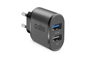 Mobil - Adaptere og ladere - SBS 3100 mAh Charger - 2.1A + 1A - Black - TETR2USB31AFAST