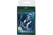 Skrive- & Tegneverktøy - Faber-Castell India ink Pitt Artist Pen Blues 8ct - 167173