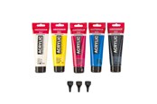Kreative leker - Bruynzeel Amsterdam Standard Series Acrylic Paint Primary Set 120ml 5pcs. + 3 Dosing Spouts - 17801905