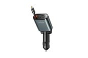 Mobil - Andre tilbehør - Joyroom JR-CCL07 3-in-1 Car Charger with Built-in Retractable Cable - Dark Gray - JR-CCL07