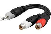 Lydkabel - InLine 2 x RCA female - 3.5 mm male cable 20 cm - AA-6