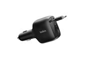 Mobil - Adaptere og ladere - Belkin BOOSTCHARGE 75W Car Charger with Retractable USB-C Cable - CCC001HQBK