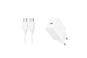 Mobil - Adaptere og ladere - Joyroom JR-TCF20 USB-C PD 20W network charger - white + USB-C / USB-C cable 1m - JR-TCF20_CC