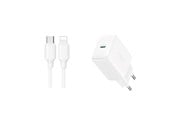 Mobil - Adaptere og ladere - Joyroom JR-TCF20 USB-C PD 20W network charger - white + USB-C / Lightning cable 1m - JR-TCF20_CL