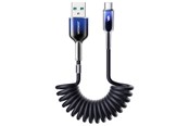 USB - Joyroom S-A43 Crystal-Clear Series 3A USB-A - USB-C spiral cable 1.5m - black - S-A43_AC