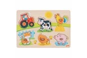 Babyleker - Goki Wooden Knob Puzzle on the Farm 6 pcs. - 57309