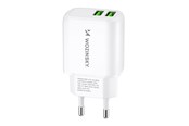 Mobil - Adaptere og ladere - Wozinsky CUWCW 2.4A 2 x USB-A AC Charger - White - 5907769308550