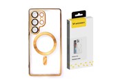 Mobil - Deksel og etui - Wozinsky  Electroplated Case with Magsafe for Samsung Galaxy S25 - Gold - 5907769370878