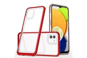 Mobil - Deksel og etui - Hurtel Clear 3in1 Case for Samsung Galaxy A03 Silicone Cover with Frame Red - 9145576265956