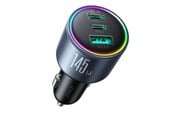 Mobil - Adaptere og ladere - Joyroom JR-CCN07 145W Car Charger 2xUSB-C USB-A + 100W USB-C Cable - Dark Grey - 6956116764968