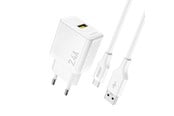 Mobil - Adaptere og ladere - Dudao A23TEU 2.4A GaN USB-A wall charger with USB-A cable - USB-C - white - 6976625334001
