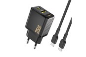 Mobil - Adaptere og ladere - Dudao A26TCEU PD QC 25W GaN USB-A USB-C wall charger with USB-C cable - black - 6976625334117
