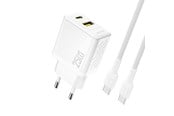 Mobil - Adaptere og ladere - Dudao A26TCEU PD QC 25W GaN USB-A USB-C wall charger with USB-C cable - white - 6976625334094