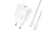 Mobil - Adaptere og ladere - Dudao A27CEU PD 25W GaN SB-C AC Charger with USB-C Cable - White - 6976625334148