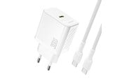 Mobil - Adaptere og ladere - Dudao A27PCEU PD 30W GaN USB-C AC Charger with USB-C Cable - White - 6976625334186