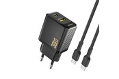 Mobil - Adaptere og ladere - Dudao  A27TCEU PD 30W GaN USB-A USB-C wall charger with USB-C cable - black - 6976625334230