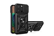 Mobil - Deksel og etui - Hurtel Hybrid Armor Camshield Case for iPhone 14 Pro Max Armored Case with Camera Cover Black - 9145576267912