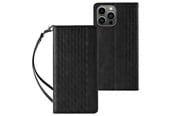 Mobil - Deksel og etui - Hurtel Magnet Strap Case for Samsung Galaxy S23 Ultra Flip Wallet Mini Lanyard Stand Black - 9145576271315