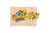 Puslespill - Playwood Wooden Knob Puzzle Ambulance 9 pcs. Tre - RS241-AMB