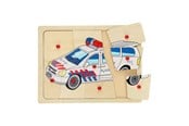 Puslespill - Playwood Wooden Knob Puzzle Police 9 pcs. Tre - RS241-POL
