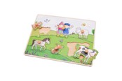 Puslespill - Johntoy Fien & Teun Wooden Button Puzzle - 6 pcs. Tre - 80170