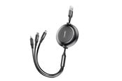 USB - Baseus Golden Loop 3in1 extendable cable USB - micro USB / Lightning / USB-C 3.5A 35cm - 120cm black (CAMLT-JH01) - CAMLT-JH01