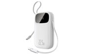 Nødlader - Baseus EnerFill FC31 20000mAh 22.5W Powerbank with Digital Display and 2 Built-in Cables (USB-C + Lightning) - White Nødlader - Hvit - 20000 mAh - P10082107213-00