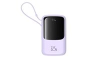 Nødlader - Baseus Qpow Pro+ 10000mAh 22.5W Power Bank with Built-in USB-C Cable and Display - Purple Nødlader - Lilla - 10000 mAh - P10067101513-00
