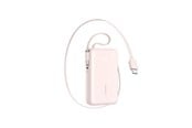 Nødlader - Joyroom JR-PR2L 10000mAh 35W Power Bank with Built-in Retractable USB-C Cable and USB-C Lanyard Cable - Pink Nødlader - Rosa - 10000 mAh - JR-PR2 pink