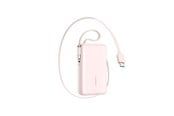 Nødlader - Joyroom JR-PR2L 10000mAh 35W Power Bank with Built-in Retractable USB-C Cable and Lightning Lanyard Cable - Pink Nødlader - Rosa - 10000 mAh - JR-PR2L pink