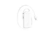 Nødlader - Joyroom JR-PR2L 10000mAh 35W Power Bank with Built-in Retractable USB-C Cable and Lightning Lanyard Cable - White Nødlader - Hvit - 10000 mAh - JR-PR2L white