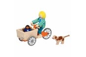 Treleker - Goki Dollhouse Wooden Cargo Bike with Child and Dog - 51462