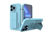 Mobil - Deksel og etui - Wozinsky Kickstand Case Silicone Case with Stand iPhone 13 mini Light Blue - 9145576234280